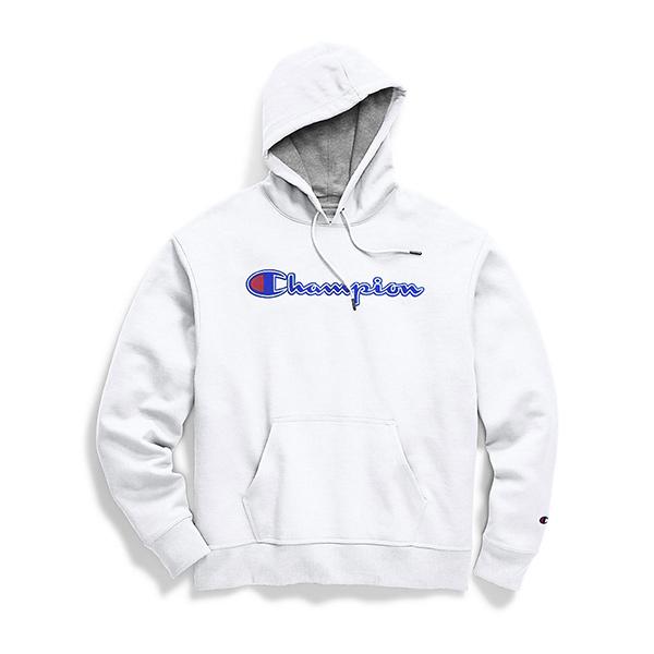(GF89H) 파워블렌드 스크립트 자수 후드티 WHITE