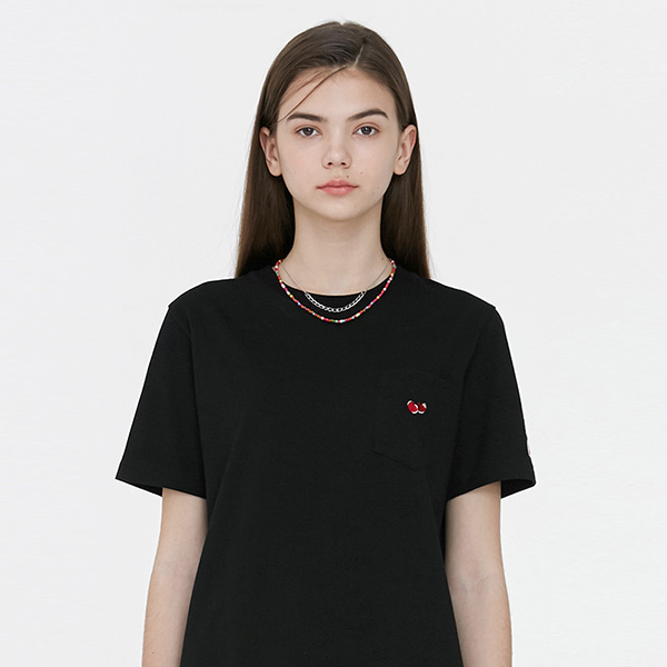 POCKET CHERRY T-SHIRT JH [BLACK]