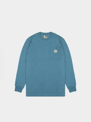 (K126) 워크 포켓 긴팔티 OCEAN BLUE HEATHER (I37)