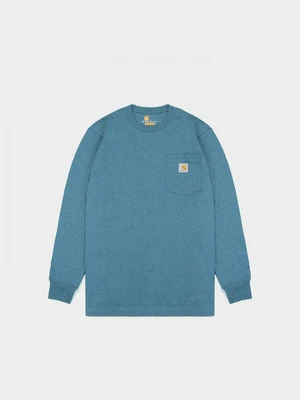(K126) 워크 포켓 긴팔티 OCEAN BLUE HEATHER (I37)