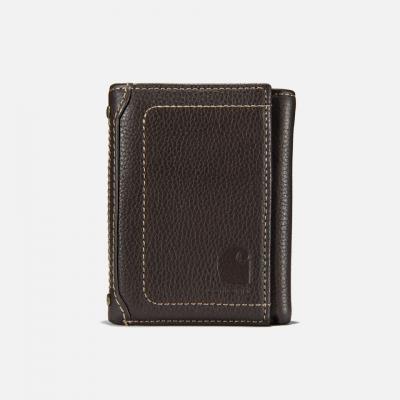 (B0000654/B0000209) 페블 레더 트라이폴드 월렛 BROWN